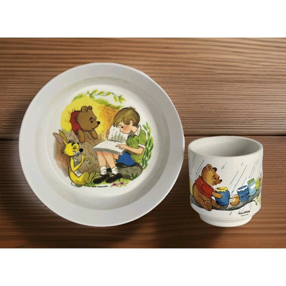 Vtg. Oneida Ware Winnie the Pooh Bowl and Cup Set ( 2-pcs) EUC
